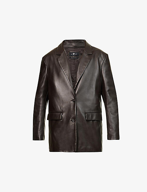 7 FOR ALL MANKIND: Single-breasted notch-lapels leather blazer