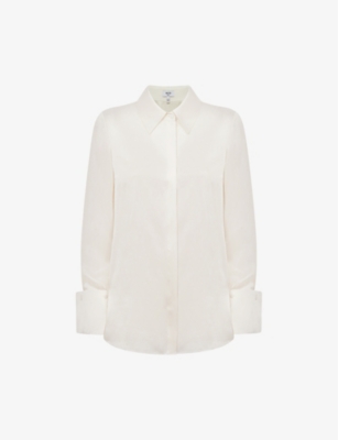 Reiss Hailey Point-collar Silk Shirt In Ivory