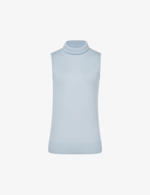 Reiss Edna Sleeveless Turtleneck Sweater In Blue