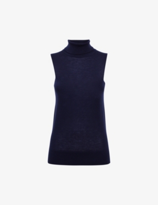 Reiss Womens Navy Edna Sleeveless Wool Jumper In Navy