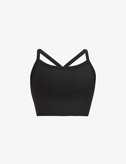 ADANOLA: Y-back logo-print stretch-woven sports bra