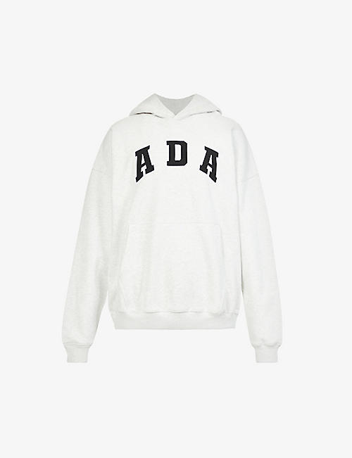 ADANOLA: Varsity brand-embroidered cotton-jersey hoody