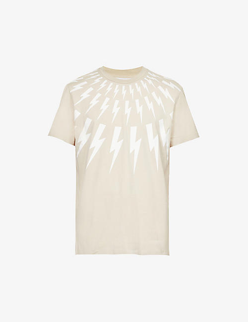 NEIL BARRETT: Bolt Fair Isle graphic-print cotton-jersey T-shirt