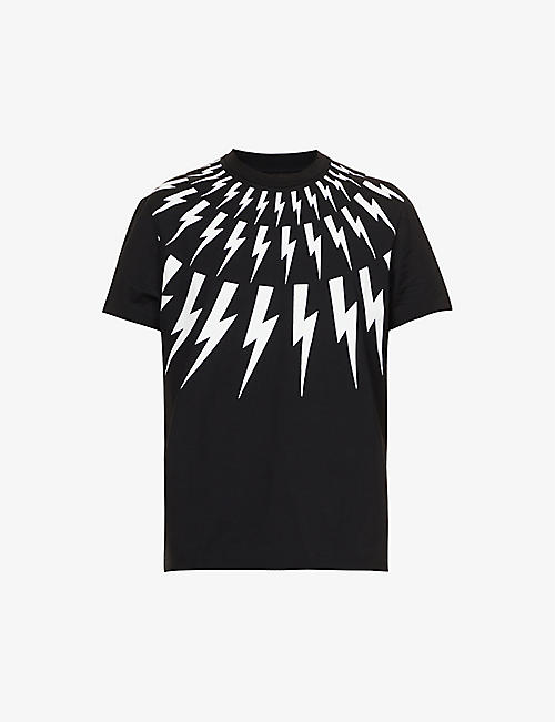 NEIL BARRETT: Bolt Fair Isle graphic-print cotton-jersey T-shirt