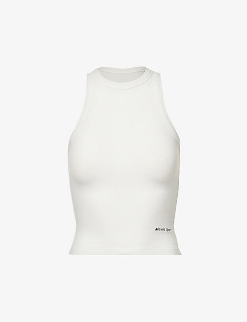 ADANOLA: Brand-embroidered ribbed stretch-cotton vest