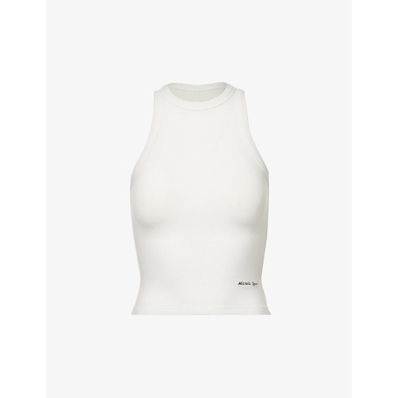 Adanola Brand-embroidered Ribbed Stretch-cotton Vest In White