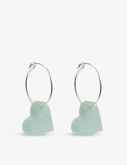 ZOE SHERWOOD: Heart recycled nylon and recycled sterling-silver hoop earrings