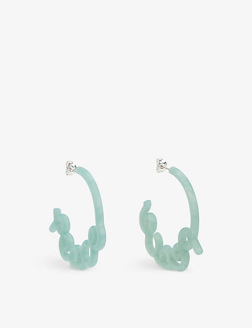ZOE SHERWOOD: Double Peace recycled nylon and recycled sterling silver hoop earrings