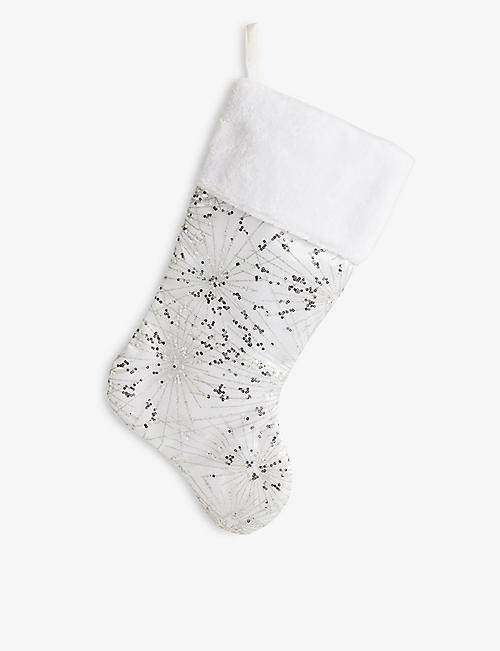圣诞节：亮片装饰针织圣诞袜 48 厘米