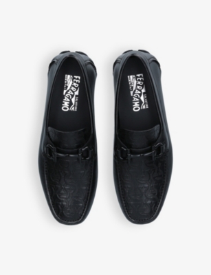 Ferragamo Mens Black Parigi Buckled Leather Driver Shoes In Black