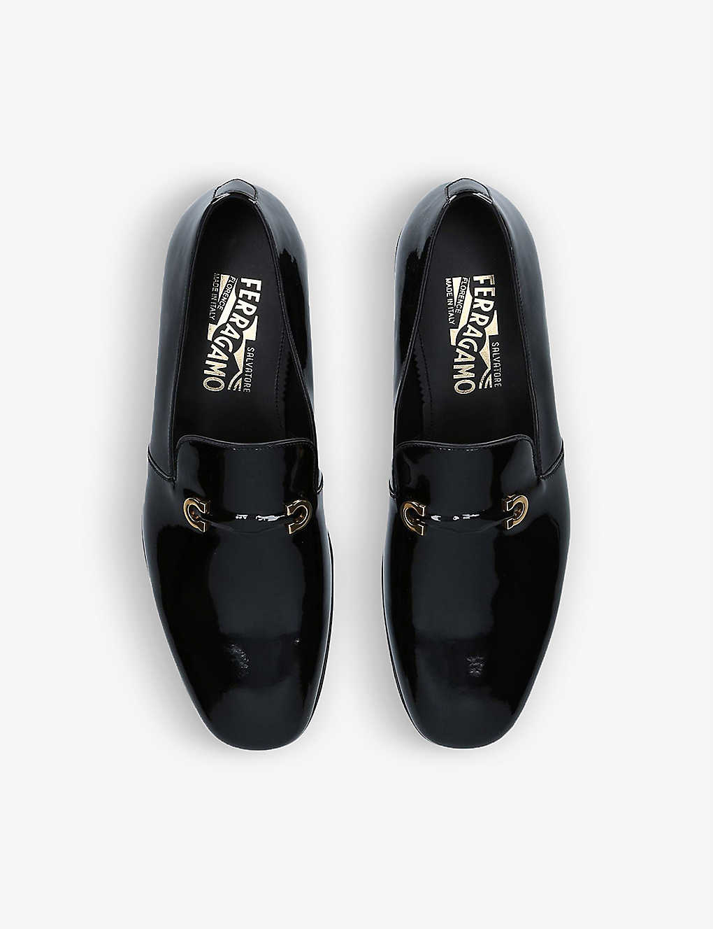 SALVATORE FERRAGAMO Lyon Gancini-bit patent loafers