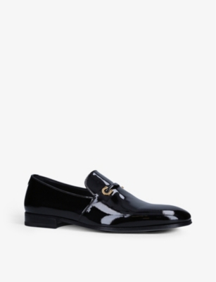 SALVATORE FERRAGAMO Lyon Gancini-bit patent loafers