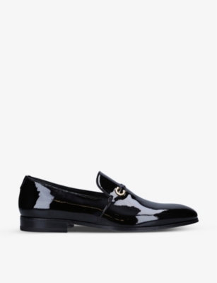 SALVATORE FERRAGAMO Lyon Gancini-bit patent loafers