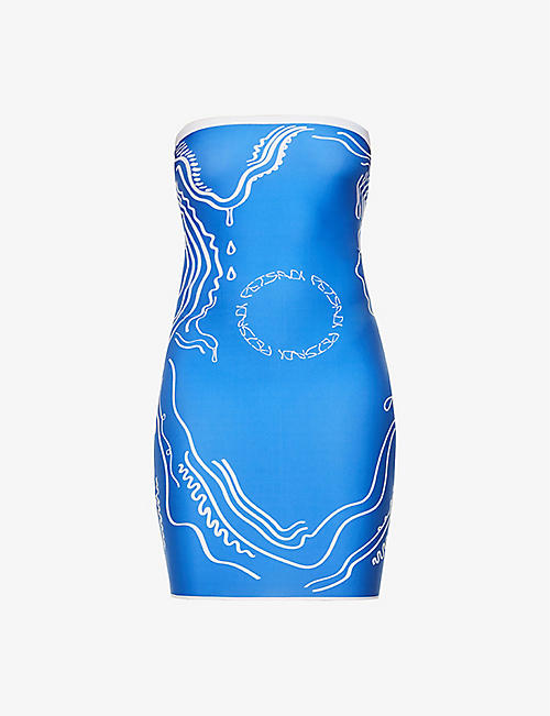 DI PETSA: Venus Shell graphic-print recycled polyester-blend mini dress