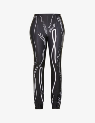 Di Petsa Venus Straight-leg Mid-rise Recycled-polyester Blend Trousers In Black White