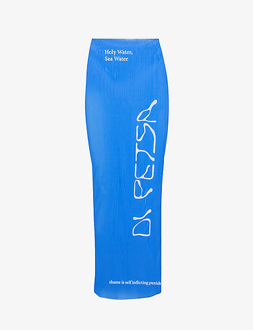 DI PETSA: Wet Script graphic-print recycled polyester-blend maxi skirt