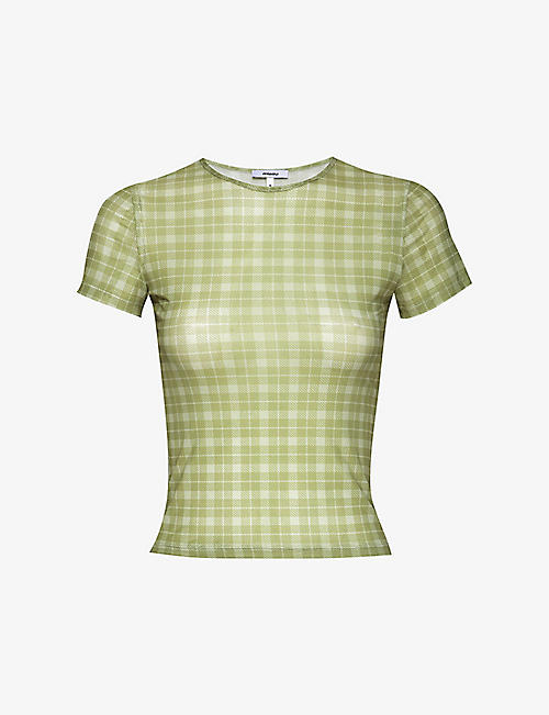 MIAOU: miaou x Paloma Mini Tee checked stretch-woven T-shirt