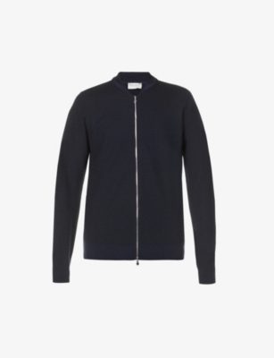 JOHN SMEDLEY: Baseball-collar long-sleeved wool jacket