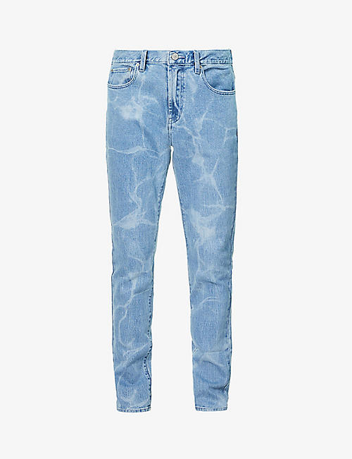 PACSUN: Abstract-print skinny straight stretch-denim jeans