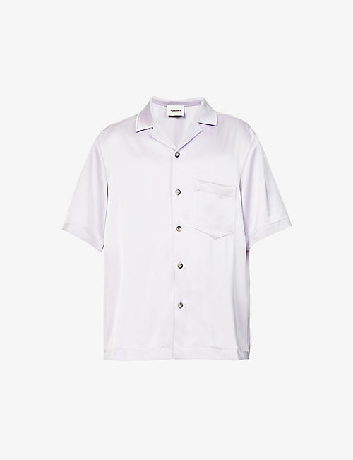 NANUSHKA: Short-sleeved oversized satin shirt
