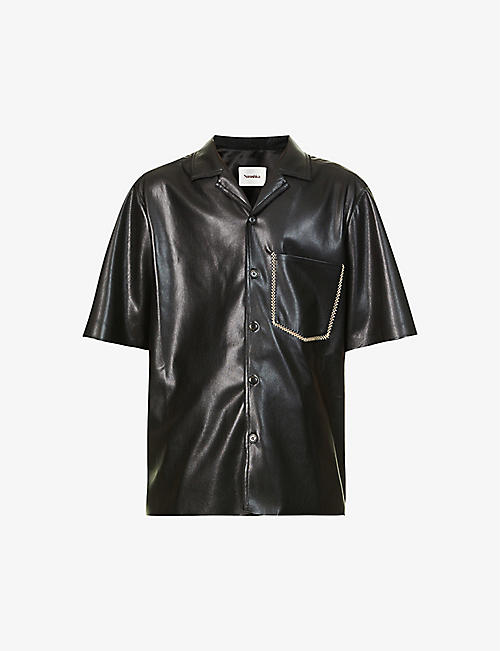 NANUSHKA: Contrast-stitching oversized vegan-leather shirt