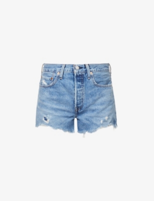 Levi's 501 Distressed High-rise Denim Shorts In Oxnard Athens Mid