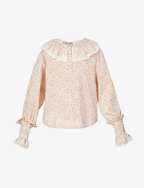 ANDION: Emilie embroidered-overlay cotton top