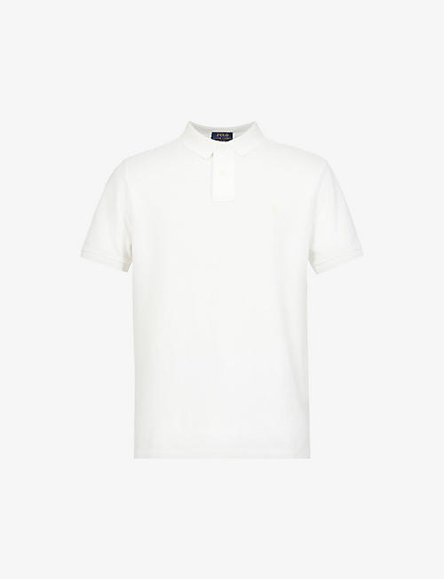 POLO RALPH LAUREN: Logo-embroidered slim-fit stretch-cotton-piqué polo shirt