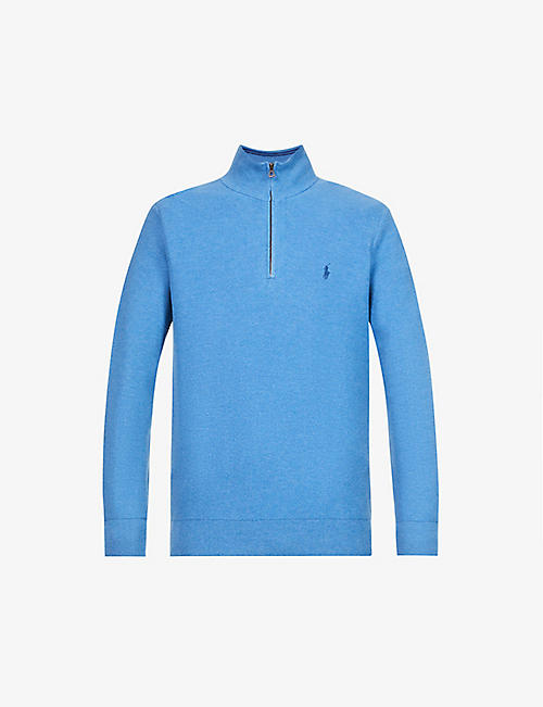 POLO RALPH LAUREN: Brand-embroidered funnel-neck cotton-knit jumper