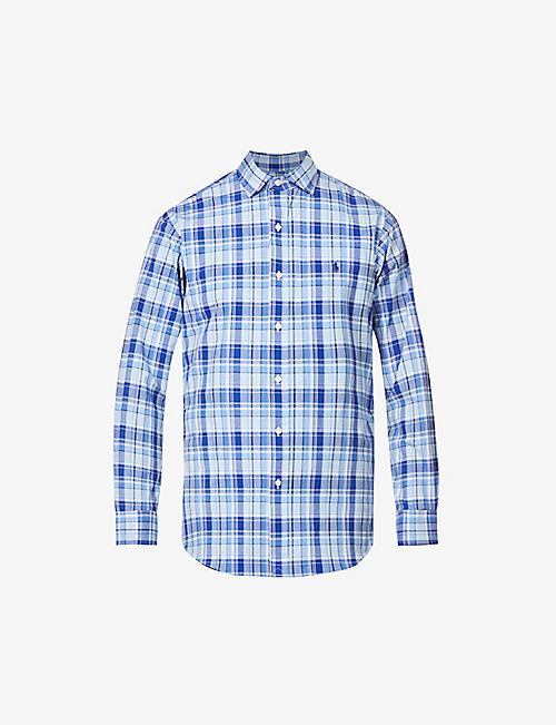 POLO RALPH LAUREN: Tartan-print custom-fit stretch-cotton shirt