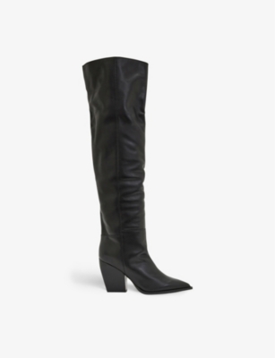 ALLSAINTS: Reina pointed-toe knee-high leather boots