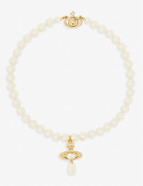 VIVIENNE WESTWOOD JEWELLERY: Orb gold-tone brass and faux-pearl choker necklace