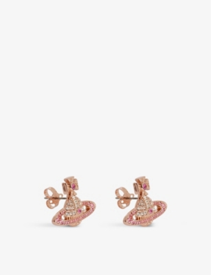 VIVIENNE WESTWOOD JEWELLERY Kika rose gold-toned brass and crystal stud earrings