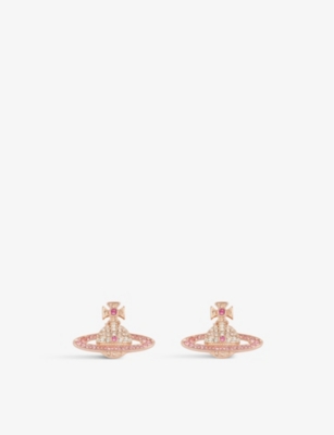 Kika rose gold-toned brass and crystal stud earrings