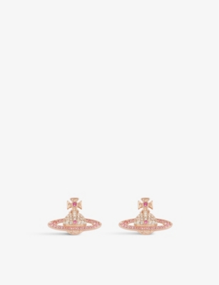 VIVIENNE WESTWOOD JEWELLERY Kika rose gold-toned brass and crystal stud earrings