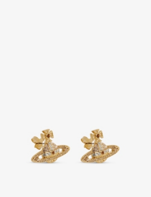 VIVIENNE WESTWOOD JEWELLERY Kika yellow gold-toned brass and crystal stud earrings