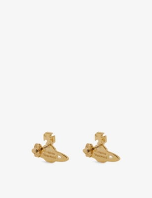 VIVIENNE WESTWOOD JEWELLERY Kika yellow gold-toned brass and crystal stud earrings