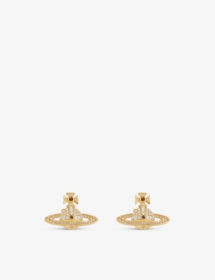 VIVIENNE WESTWOOD JEWELLERY Kika yellow gold-toned brass and crystal stud earrings
