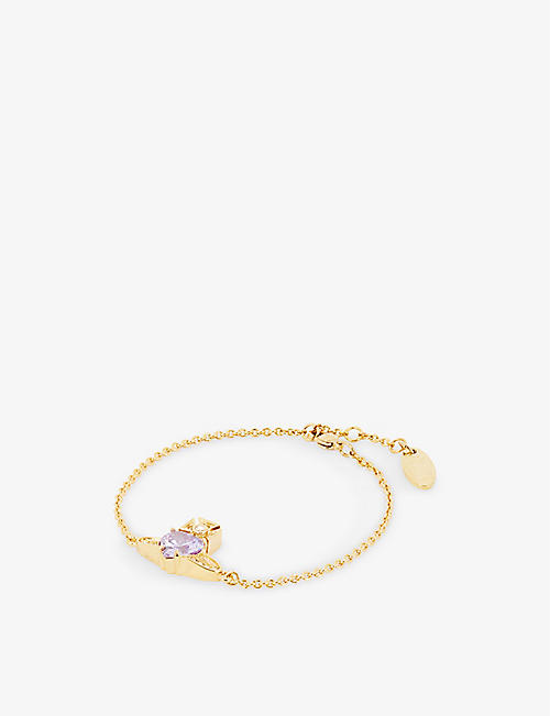 VIVIENNE WESTWOOD JEWELLERY: Ariella yellow gold-tone brass and crystal bracelet