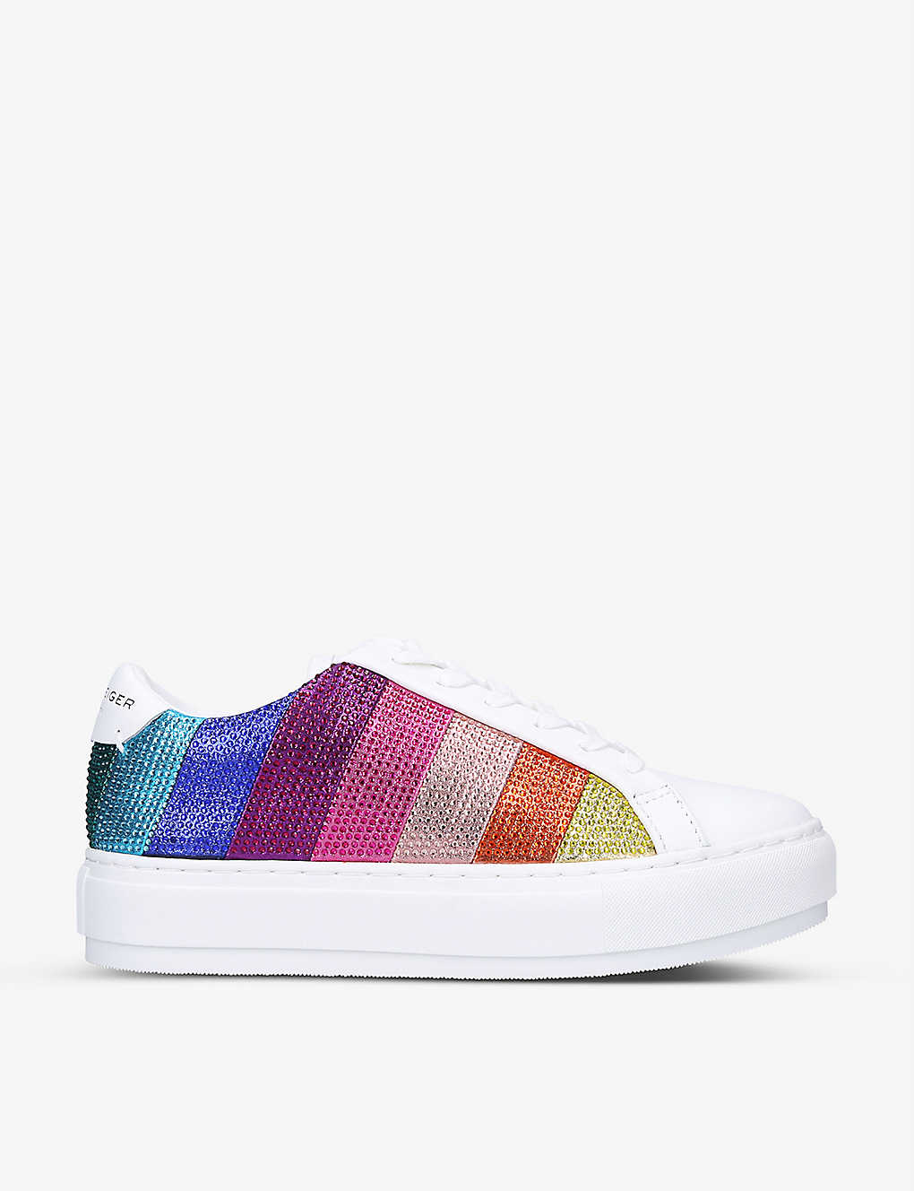 Shop Kurt Geiger Laney Crystal-embellished Leather Low-top Trainers In Mult/other