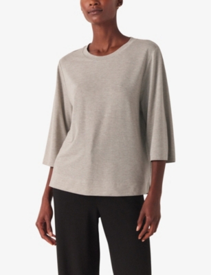THE WHITE COMPANY: Round-neck relaxed-fit stretch-sequin T-shirt