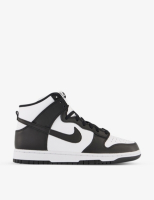 Nike Mens White Black Dunk High Retro Logo-embroidered Leather High-top Trainers In White Black