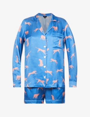 Rails Clarise Graphic-print Satin Pyjama Set In Pink Cheetahs