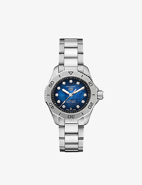TAG HEUER: WBP2411.BA0622 Aquaracer stainless-steel and 0.10ct diamond quartz watch