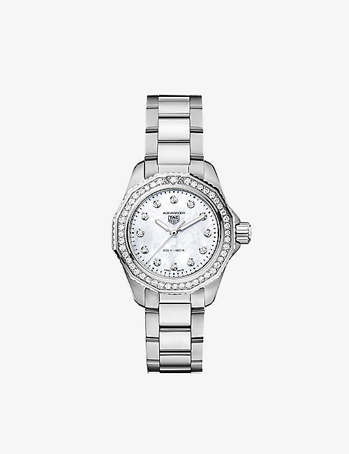 TAG HEUER: WBP1417.BA0622 Aquaracer stainless-steel and 0.55ct diamond quartz watch