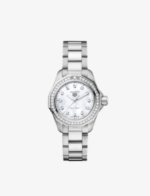 Tag Heuer Wbp1417.ba0622 Aquaracer Stainless-steel And 0.55ct Diamond Quartz Watch In White