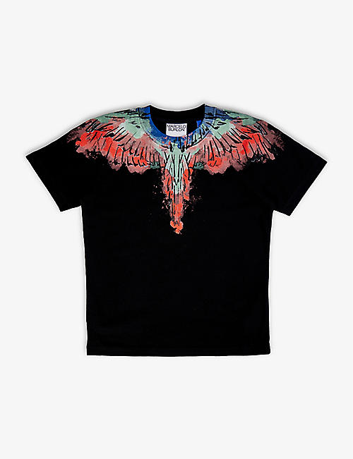 MARCELO BURLON：翅膀图案棉质印花T恤6岁