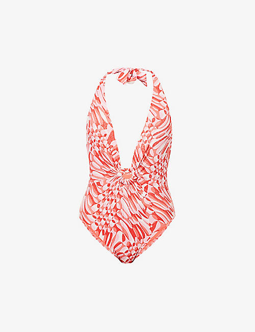 SEAFOLLY: Poolside abstract-print swimsuit