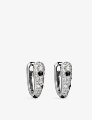 CARTIER: Panthère de Cartier 18ct white-gold, 0.68ct round-cut diamond and onyx earrings