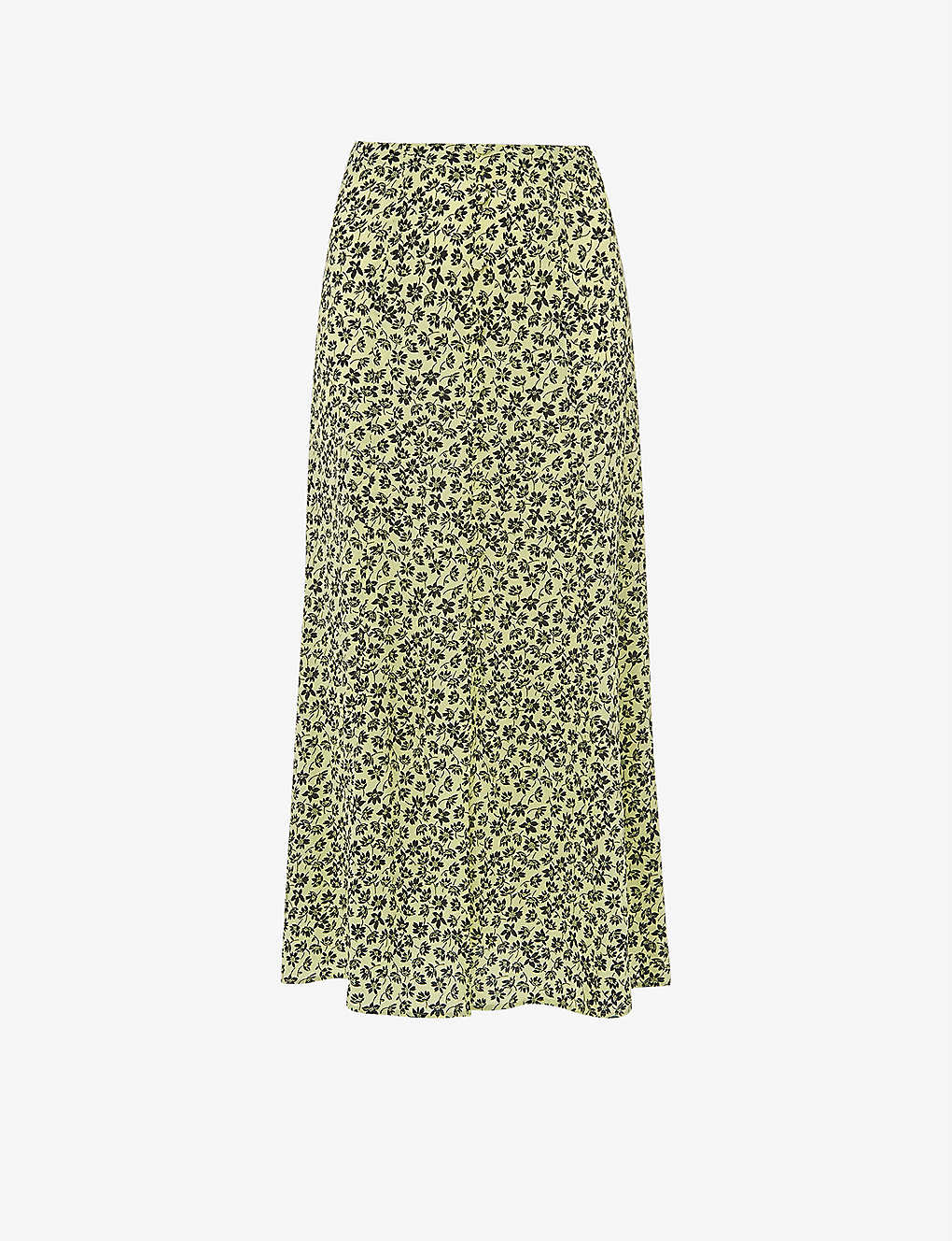 Whistles Womens Yellow Buttercup Floral-print Woven Midi Skirt